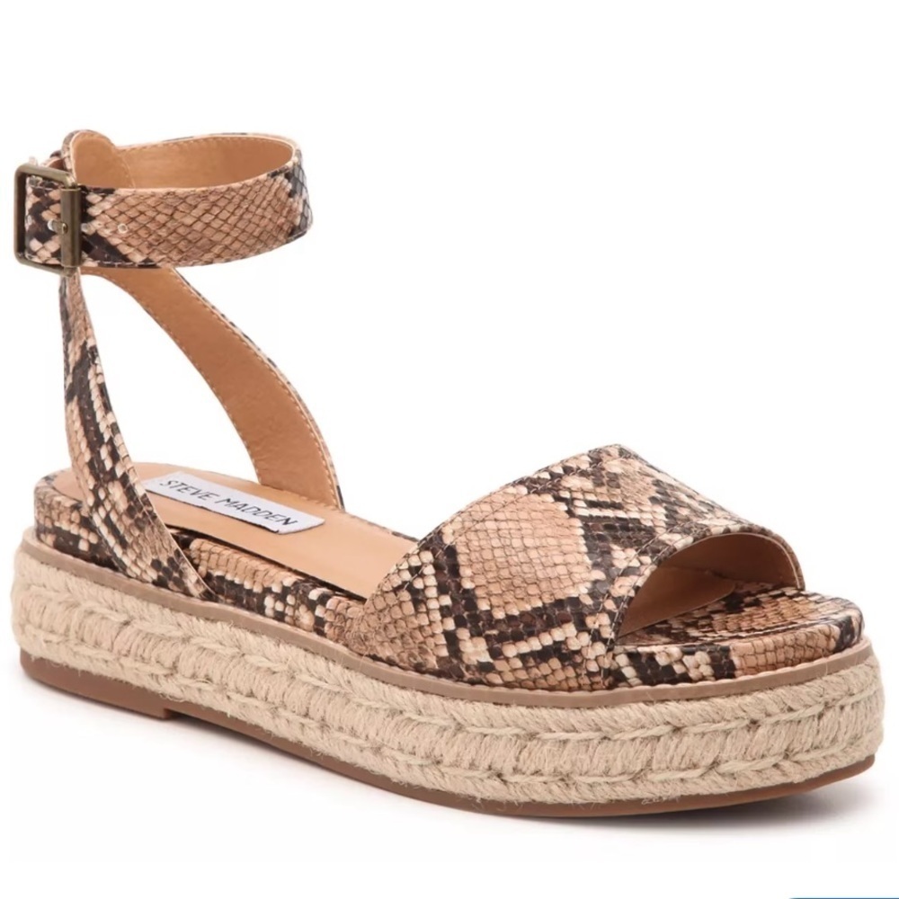 Steve Madden Gabi Snakeskin Print Espadrille Platform Sandals Size 7.5